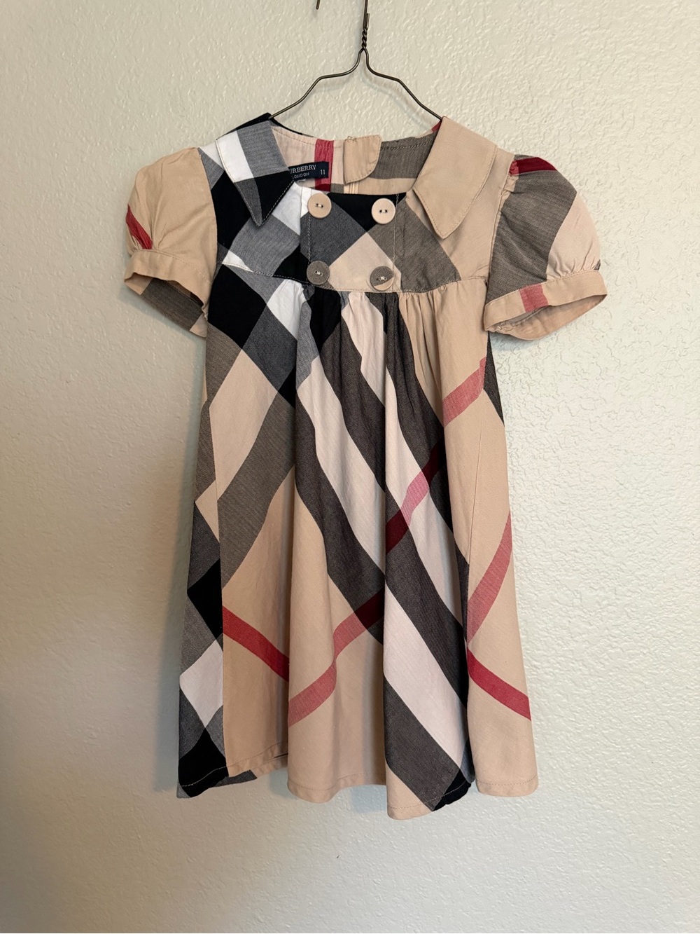 Vintage Burberry London Girls Plaid Checked Dress 100% Cotton size 11